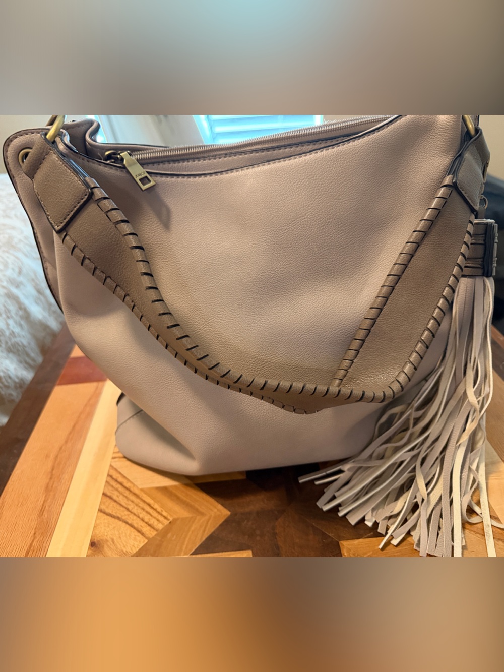 Women’s Taupe Fringe Hobo Bag